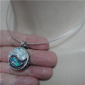 Hadar Designers Two in One 925 Sterling Silver Yin Yang Roman Glass Pendant