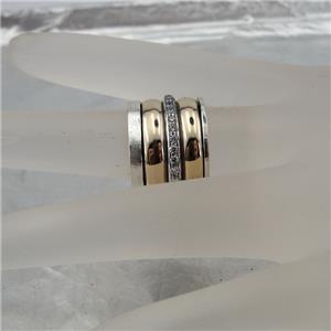 Hadar Designer Swivel 9k Yellow Gold Sterling Silver Zircon Ring