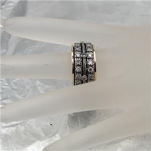 Hadar Designers Swivel 9k Yellow Gold 925 Silver Zircon Ring size 6.5,7,8,9, (SN