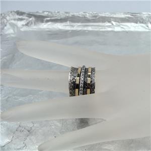 Hadar Designer Handmade Swivel 9k Yellow Gold 925 Silver Zircon Ring