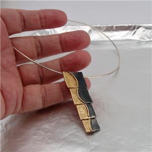 Hadar Designers Handmade yellow Gold Plated Long 925 Sterling Silver Earrings
