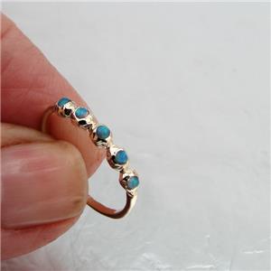 Hadar Designers Handmade Art 9k Gold Five Round Blue Opal Ring Gift for Israeli Women