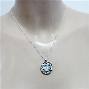 Hadar Designer Handmade 2 in 1 Star of David 925 Silver Roman Glass Pendant