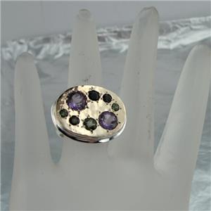 Hadar Designers Handmade 9k yellow Gold Silver Tourmaline Ring Gift for Her