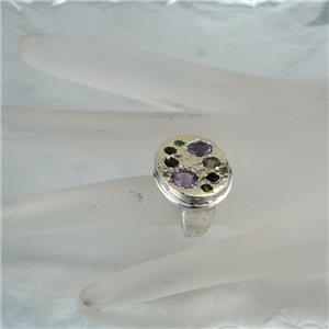 Hadar Designers Handmade 9k yellow Gold Silver Tourmaline Ring Gift for Her