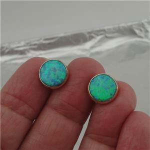 Hadar Jewelry Charming Handmade 9k Yellow Gold Blue Opal Earrings