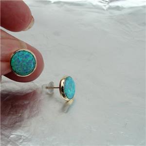 Hadar Jewelry Charming Handmade 9k Yellow Gold Blue Opal Earrings