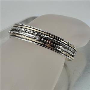Hadar Designers Handmade 9k Yellow Gold 925 Silver Zircon Bangle Bracelet Made in Israel Gift for Her