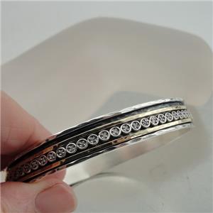 Hadar Designers 9k Yellow Gold 925 Silver Zircon Bangle Bracelet Valentine's Gift for Israeli Women