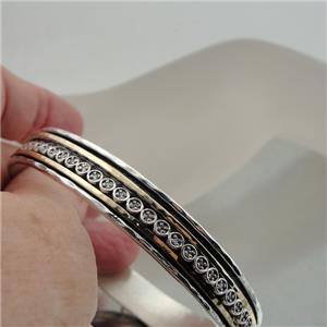 Hadar Designers 9k Yellow Gold 925 Silver Zircon Bangle Bracelet Valentine's Gift for Israeli Women