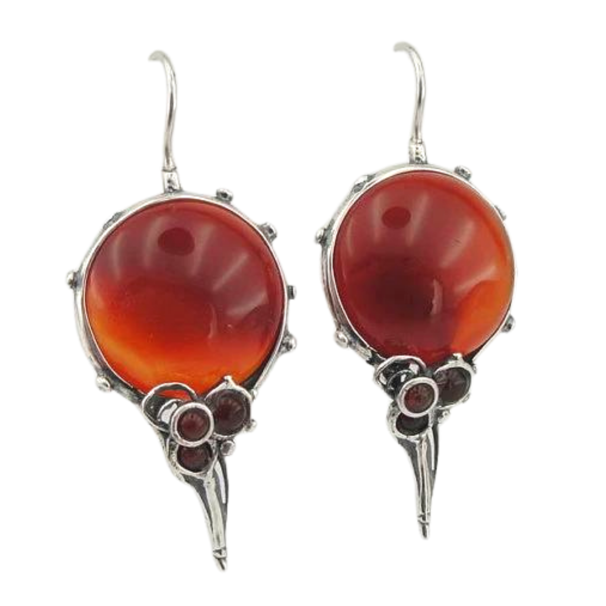 アクセサリー Haim GAGAN jewelry Carnelian pierce Round natural Carnelian gemstones set in a sterling silver frame