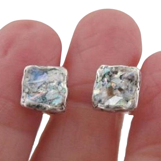 Square Roman Glass Earrings