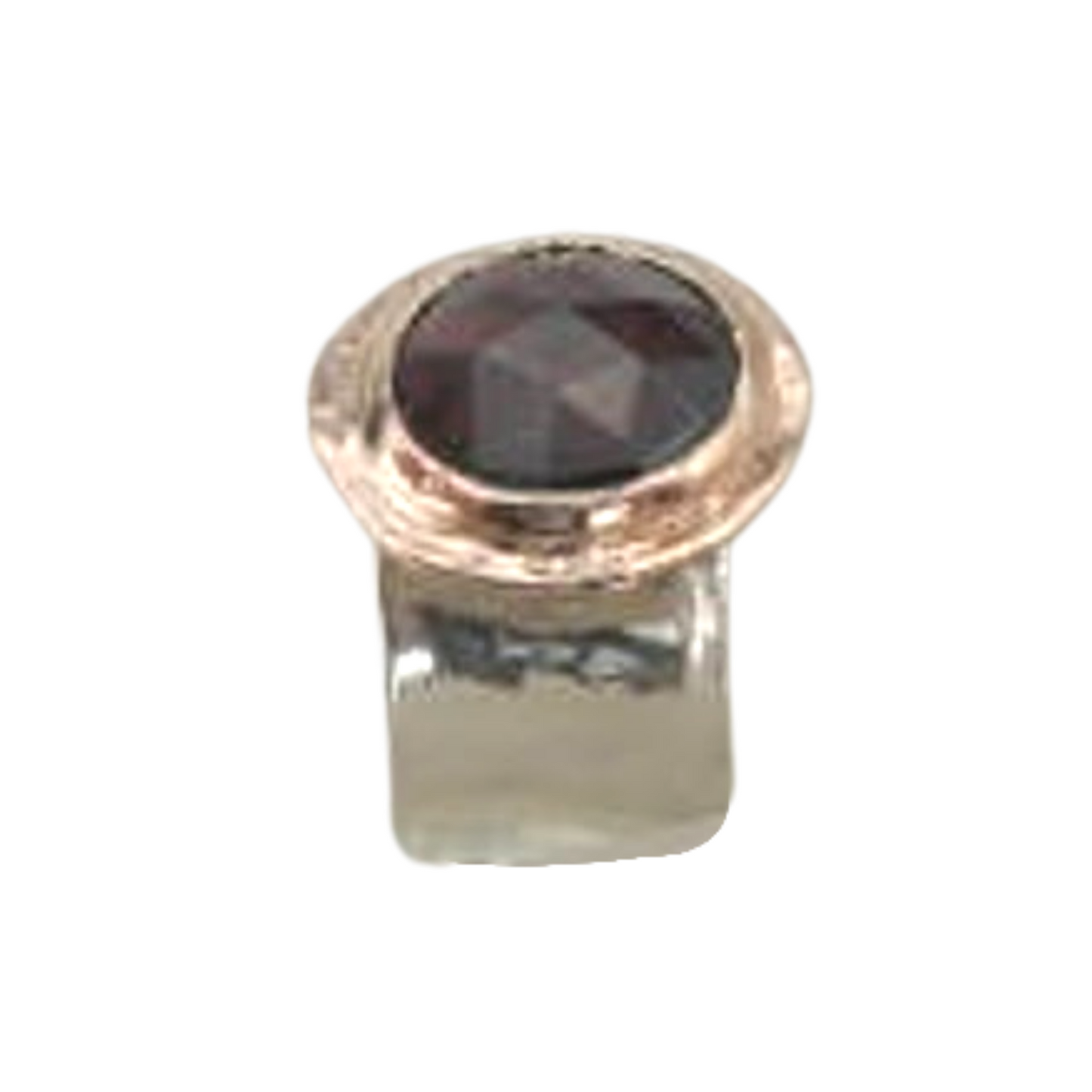 Hadar Designers Handmade 9k Yellow Gold 925 Silver Garnet Ring