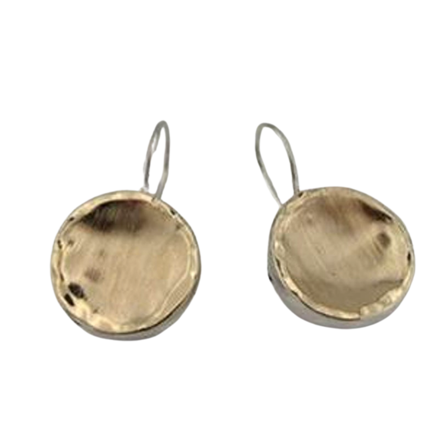 Hadar Designers Handmade 9k Brush Yellow Gold Sterling Silver Earrings