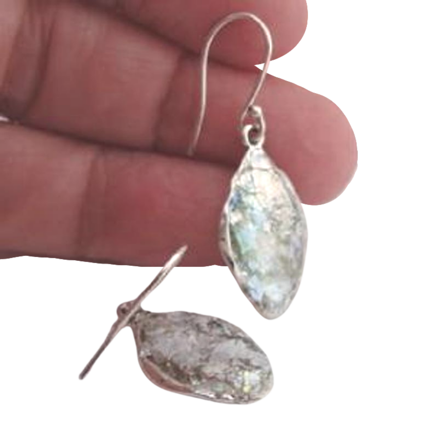 Handmade Sterling Silver Roman Glass Earrings