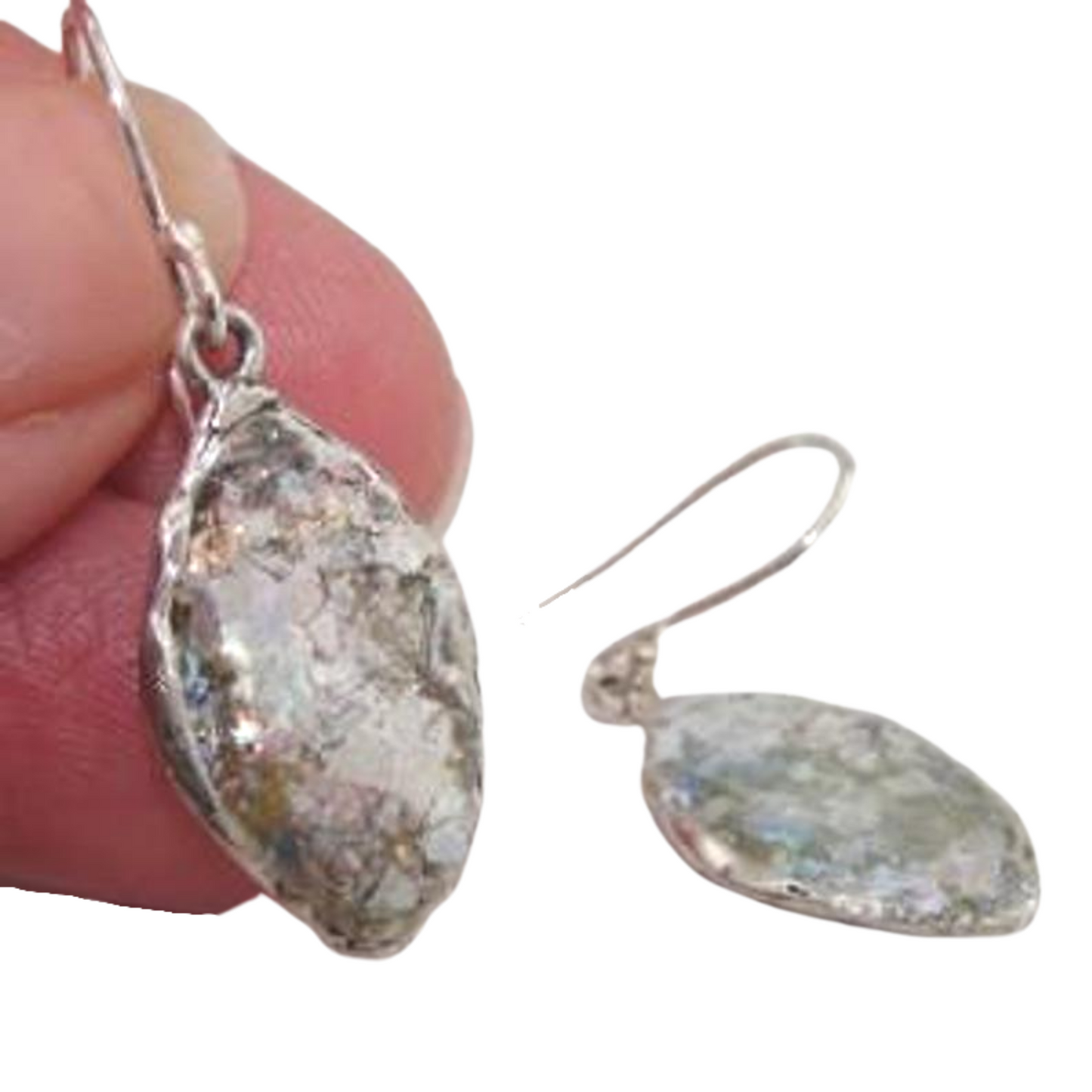 Handmade Sterling Silver Roman Glass Earrings