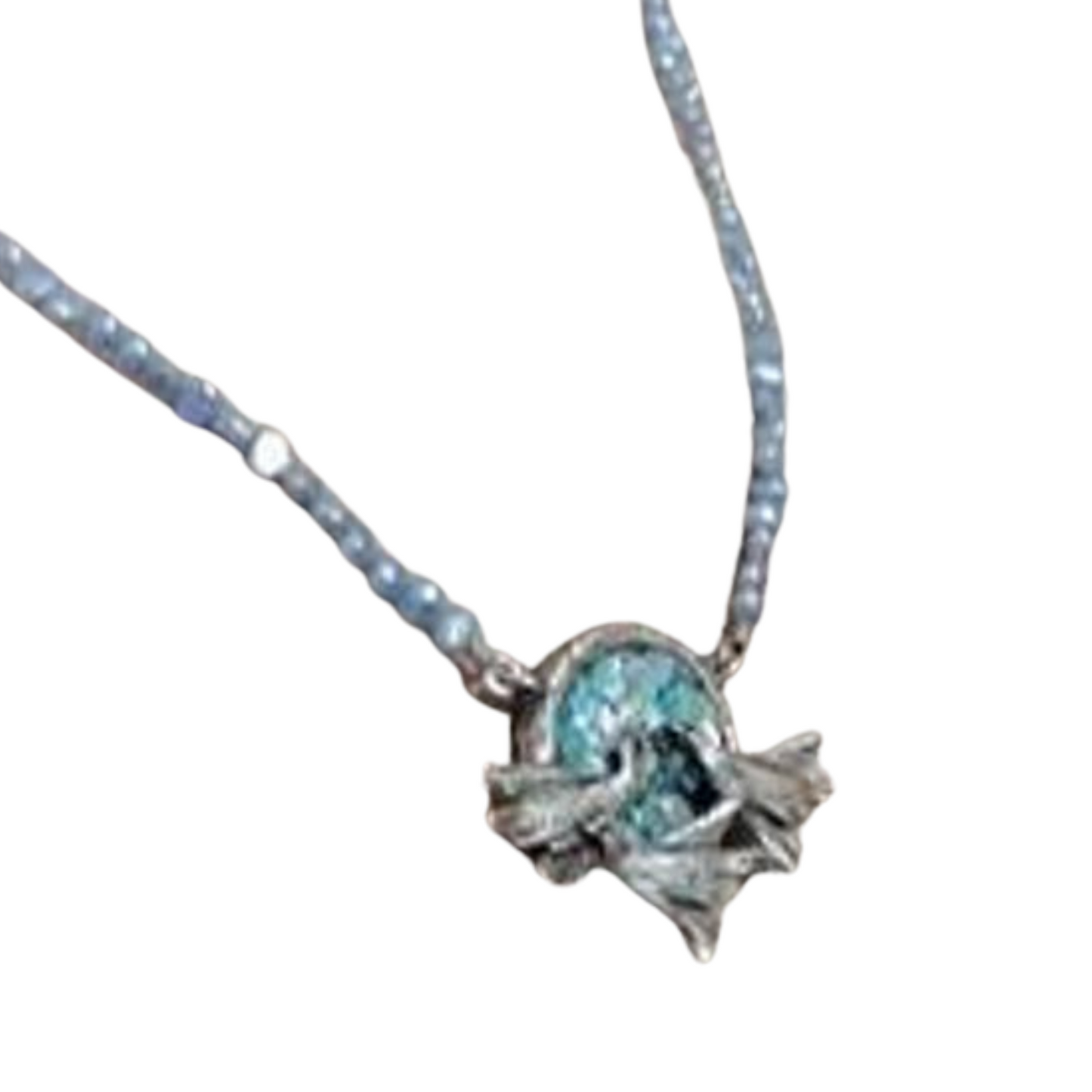 Israel Handmade 925 Silver Bird Roman Glass Pearl Necklace