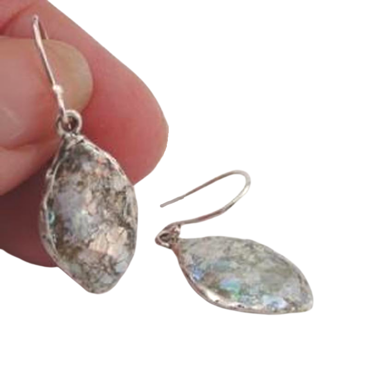 Handmade Sterling Silver Roman Glass Earrings