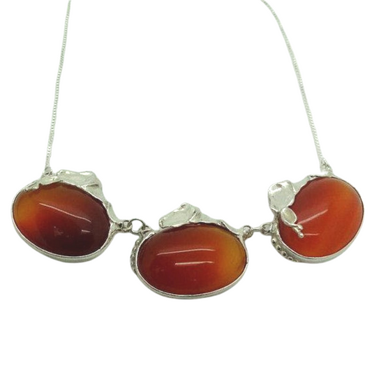 Silver Carnelian stones Necklace