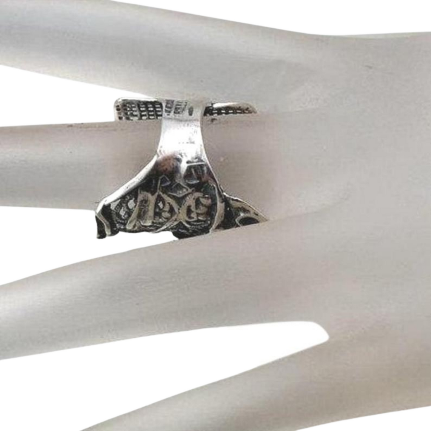 Sterling silver "net" texture, wide ring, blue mosaic opal