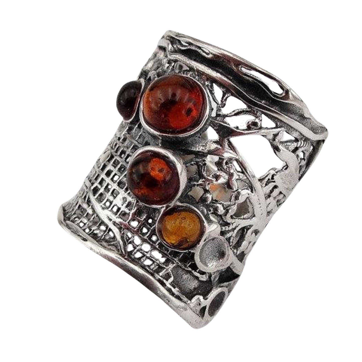 Textured sterling silver ring, wide Amber ring, wide ring, Sterling Silver Ring, Unisex ring, Honey amber ring, men ring, Made in Israel, wide ring, statement ring, Amber ring, gift for her, gift for him, Israeli Jewelry, Israeli design, men ring,