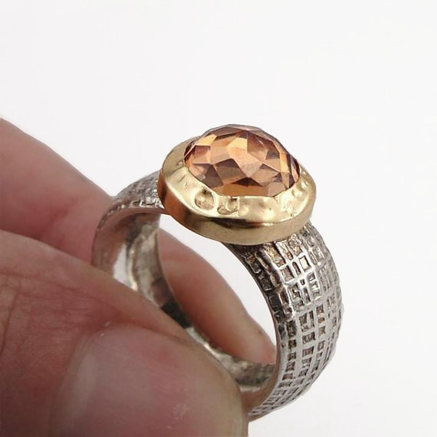 Champaign Ring 9K Gold Sterling Silver 925 Round Champaign Ring for Israeli Women Israeli Wife