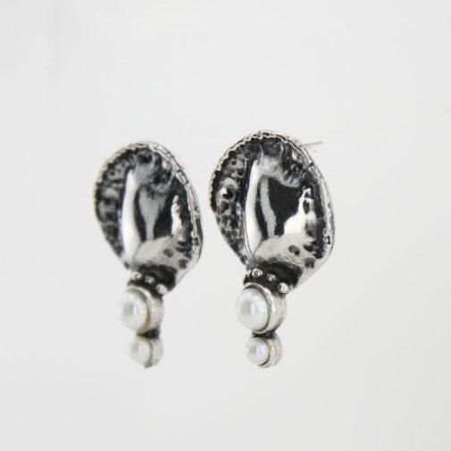 Hadar Jewelry Pomegranate earrings 925 sterling silver with Pearls