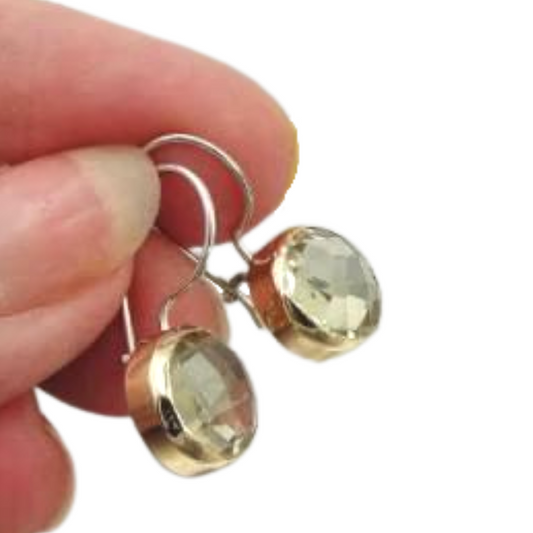 Handmade 9k Yellow Gold Sterling Silver Lemon Q Earrings