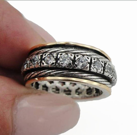 Swivel Silver & 9k gold Ring