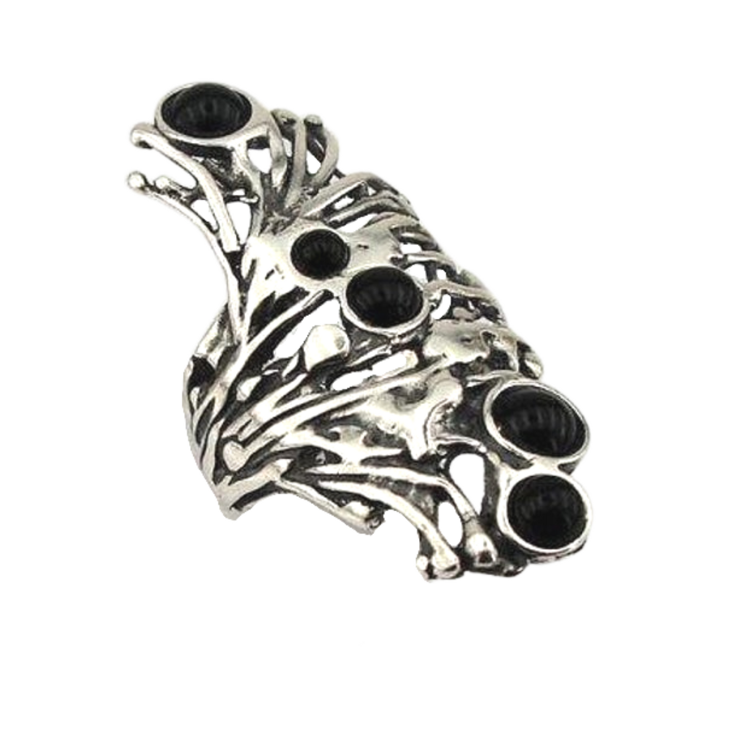 Long Sterling Silver Onyx Ring, wide silver ring, Onyx Ring, Unisex ring, Black gemstone ring, Unique Sterling silver ring, unique design