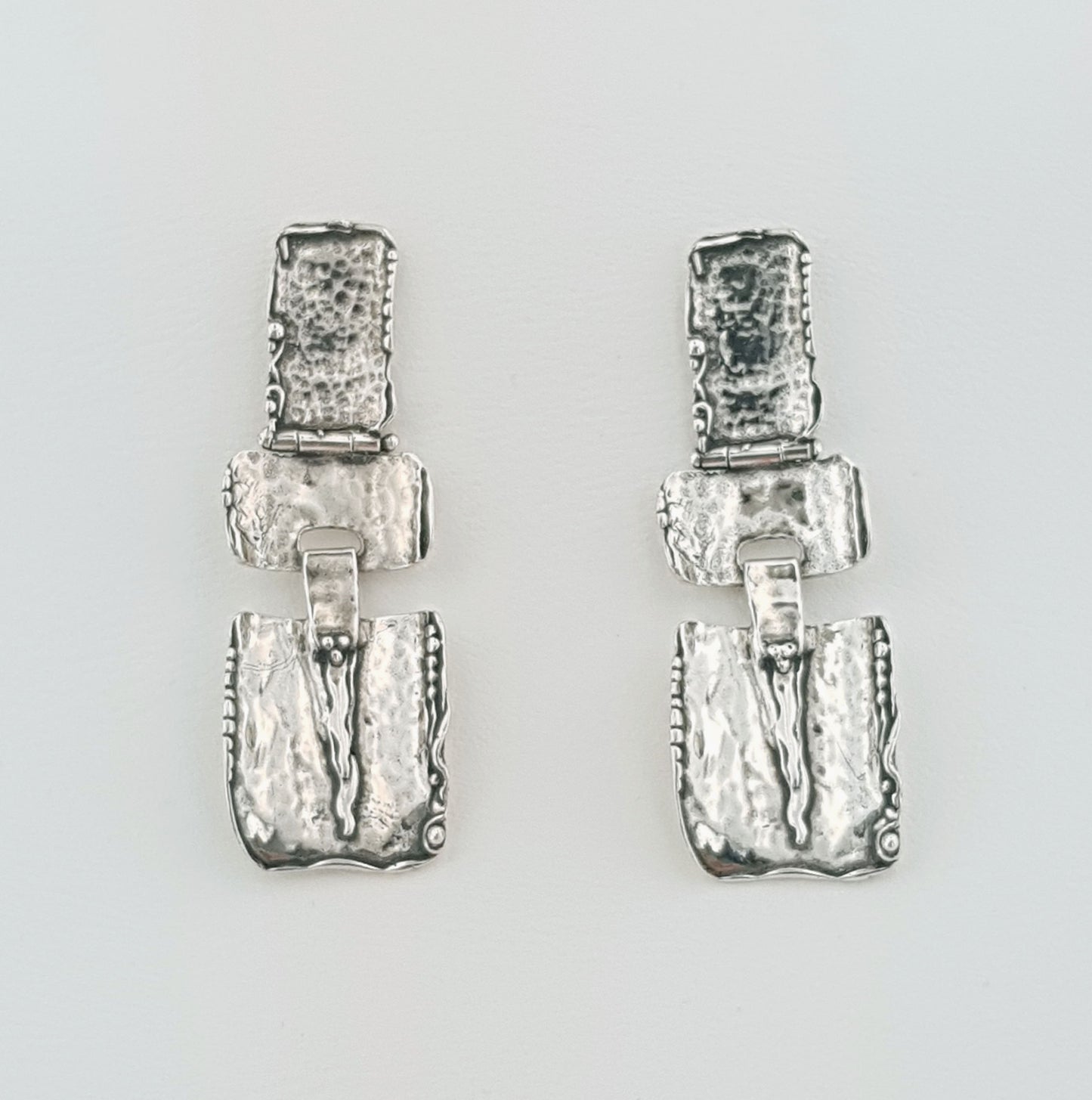 Hadar Jewelry Handmade Artistic and big 925 Sterling Silver Stud Earrings
