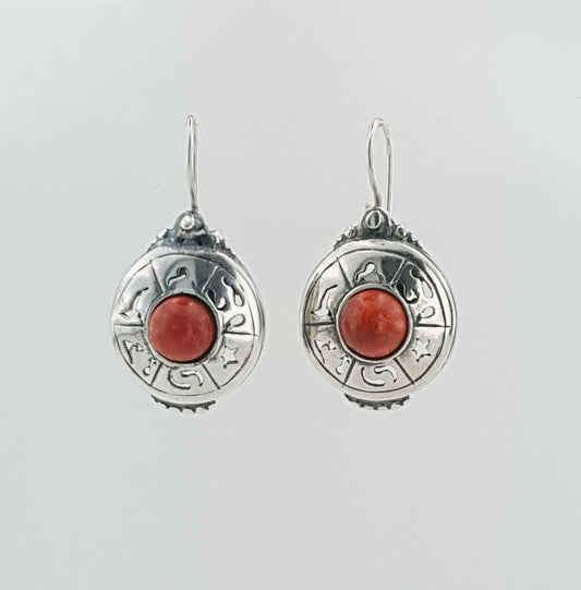 Hadar Jewelry Handmade Drop Dangle 925 Sterling Silver Coral Earrings
