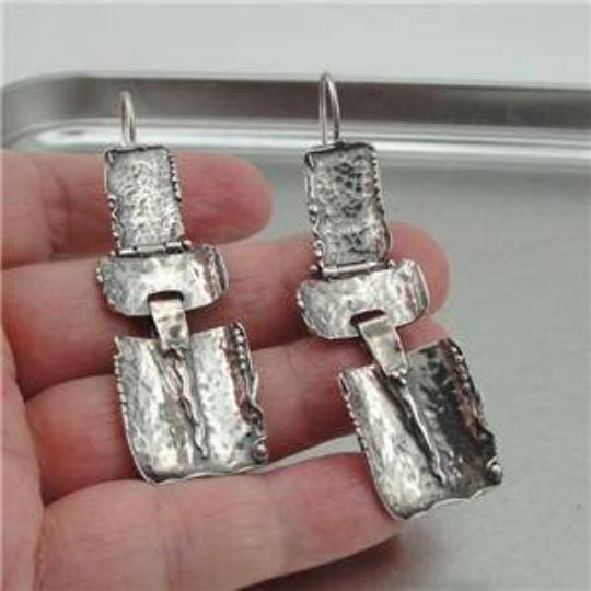 Solid Sterling Silver Earrings, Big Earrings, Statement Earrings, Geometric Earrings