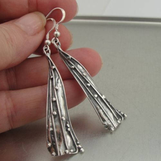 Hadar Jewelry Handmade Art 925 Sterling Silver Long Earrings (H 271)