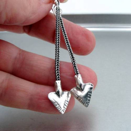 Hadar Jewelry Handmade Dangle Long 925 Sterling Silver Arrow Earrings (H)