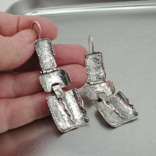 Solid Sterling Silver Earrings, Big Earrings, Statement Earrings, Geometric Earrings