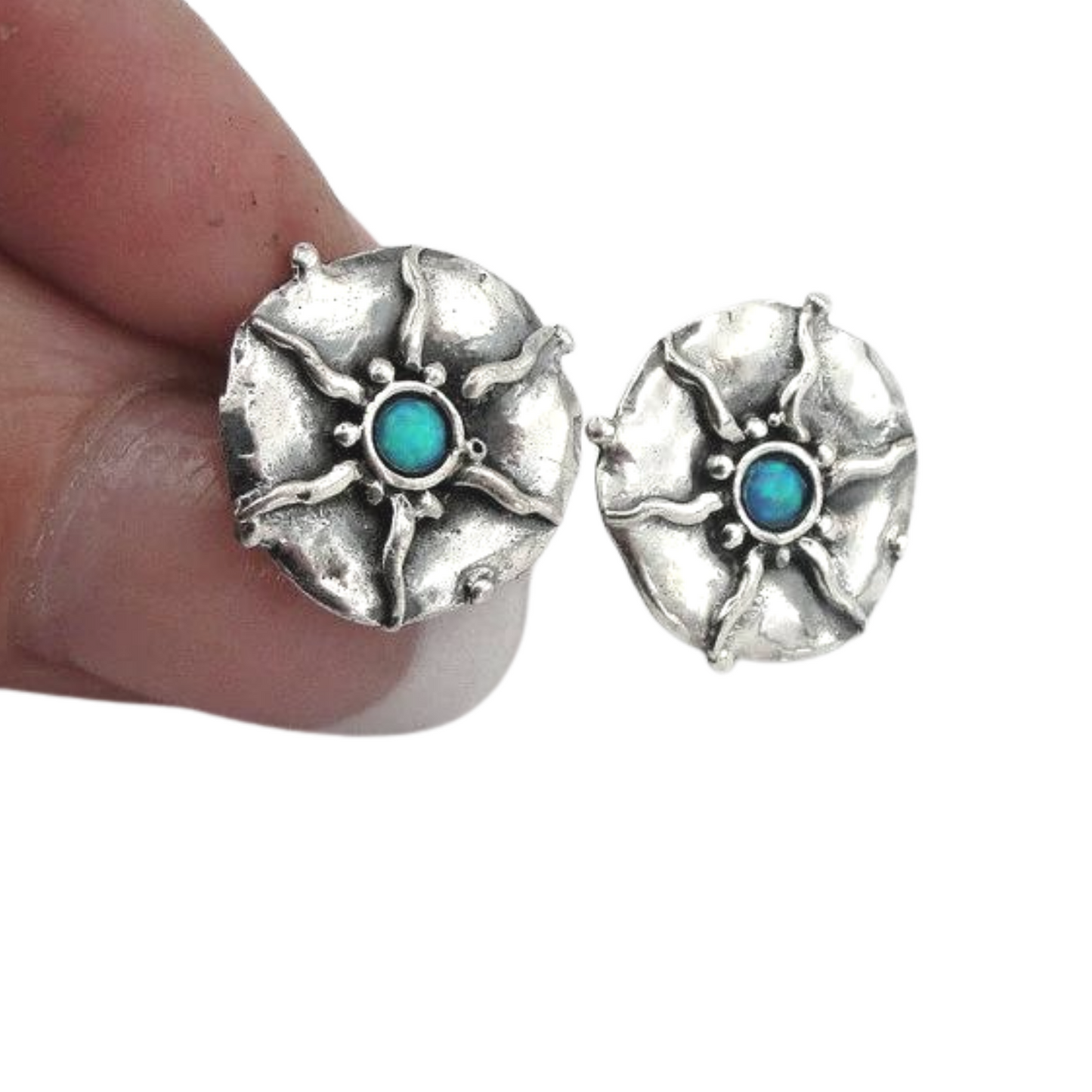 Sterling Silver Stud Opal Earrings