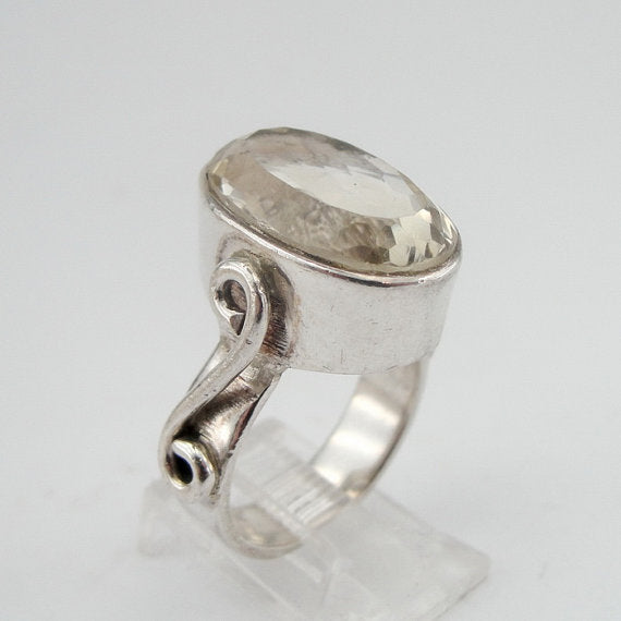 Lemon Quartz Silver Ring