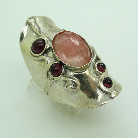 Cherry Quartz Sterling Silver Ring Gift for Her Elegant Israeli Jewelry for Women