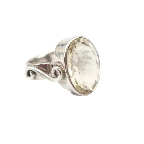Lemon Quartz Silver Ring