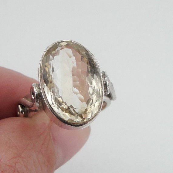 Lemon Quartz Silver Ring