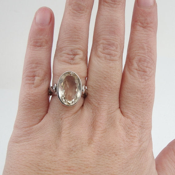 Lemon Quartz Silver Ring