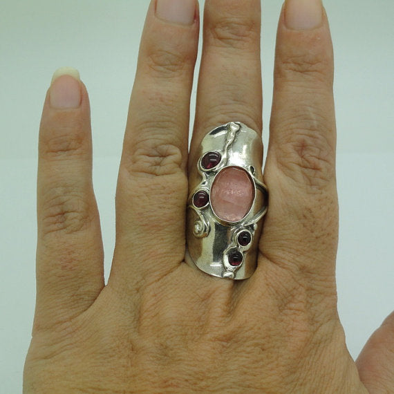 Cherry Quartz Sterling Silver Ring Gift for Her Elegant Israeli Jewelry for Women