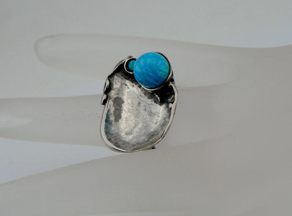 Sterling Silver Opal Ring 8mm lab created Opal (147)