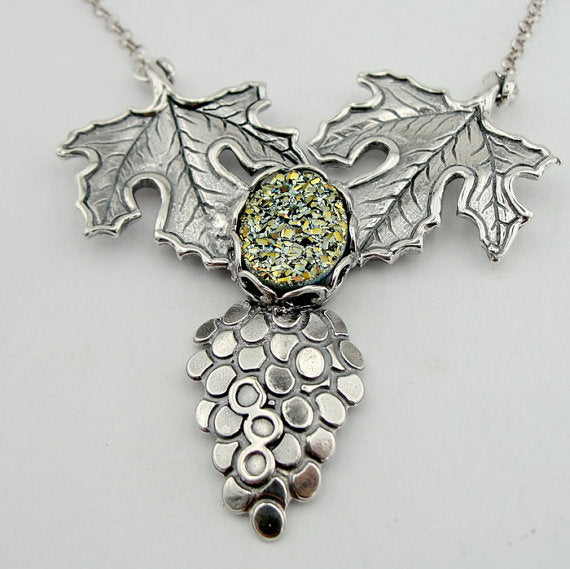 Hadar Fine Sterling Silver 925 ,necklace druze stone , chain,gift , (512002)