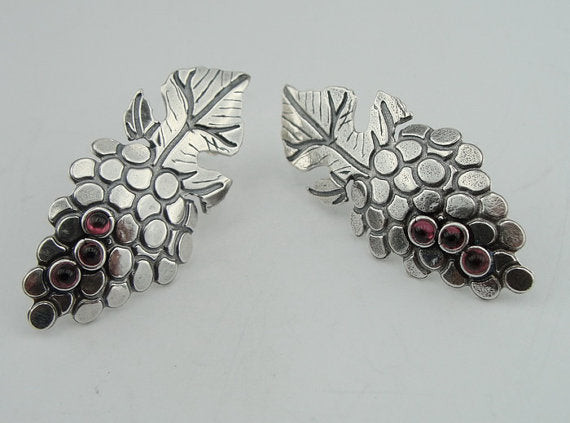 Hadar Fine Sterling Silver 925 ,earrings with garnet stones ,gift , (31606es)