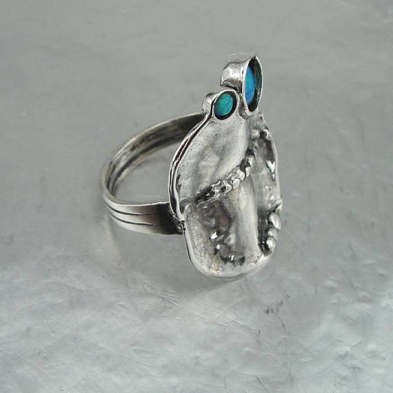 Fine opal Ring, 925 Stunning Sterling Silver opal Ring, Handcrafted Ring, Israel Jewelry, blue Stone Ring (167)