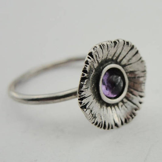 Hadar Israel Art Silver 925 Amethyst Ring 7 (k 1003)