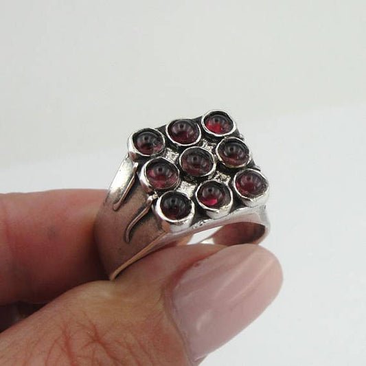 Hadar Jewelry Handcrafted Sterling Silver Garnet Ring size 10, Red stone 925 Silver ring, January Birthstone, Birthday gift, Everyday (h