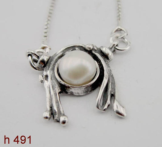 HADAR Israel Beautiful Sterling Silver and pearl Handmade Design Pendant ,gift , (d4012